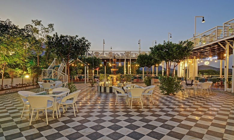 Jungle Jharokha Rooftop Restaurant Interior at Khakhri Haveli Udaipur